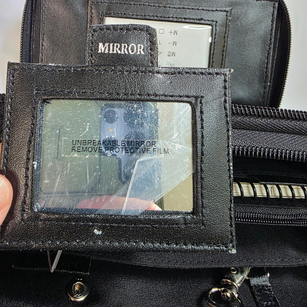 Vintage Rosetti Black Organizer Crossbody Bag Wallet Calculator Mirror retro - Picture 5 of 16